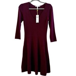 NWT BCBGeneration Burgundy Fit & Flare Knit Dress Medium